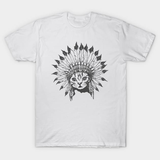 Indian Chief Cat T-Shirt by runcatrun